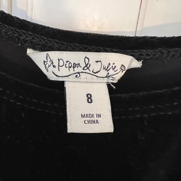 Girls Velour and Tulle Black & Gold Dress with Bow Print Skirt - Picture 3 of 5